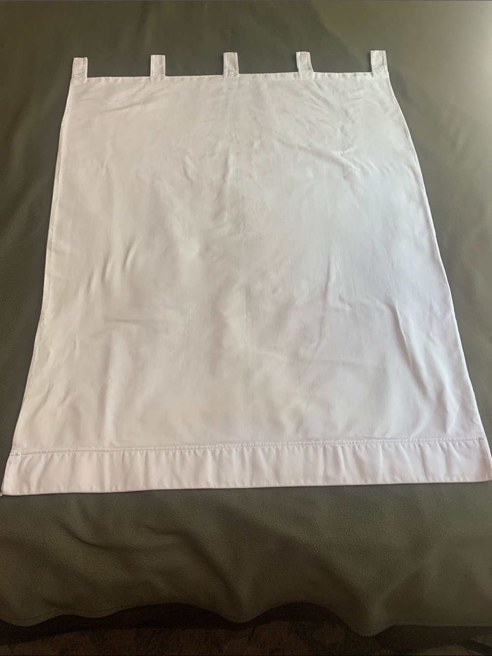Custom homemade white tab top curtains. Approx 33” x 45” including tabs. - Picture 7 of 10